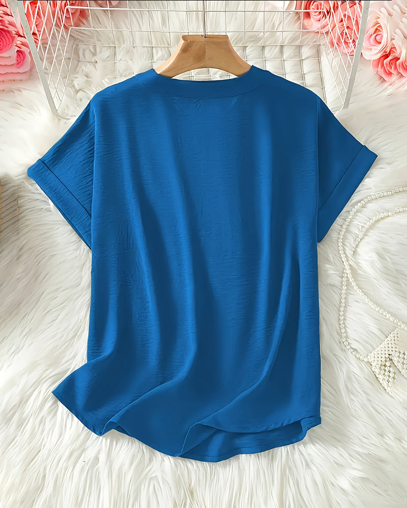 Blusa holgada de color liso para mujer, ropa informal.