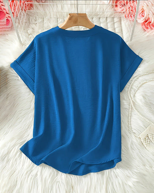 Blusa holgada de color liso para mujer, ropa informal.