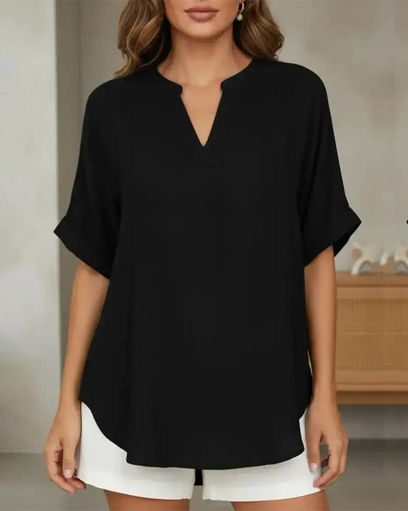 Blusa holgada de color liso para mujer, ropa informal.
