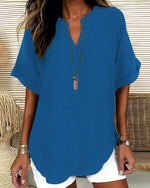 Blusa holgada de color liso para mujer