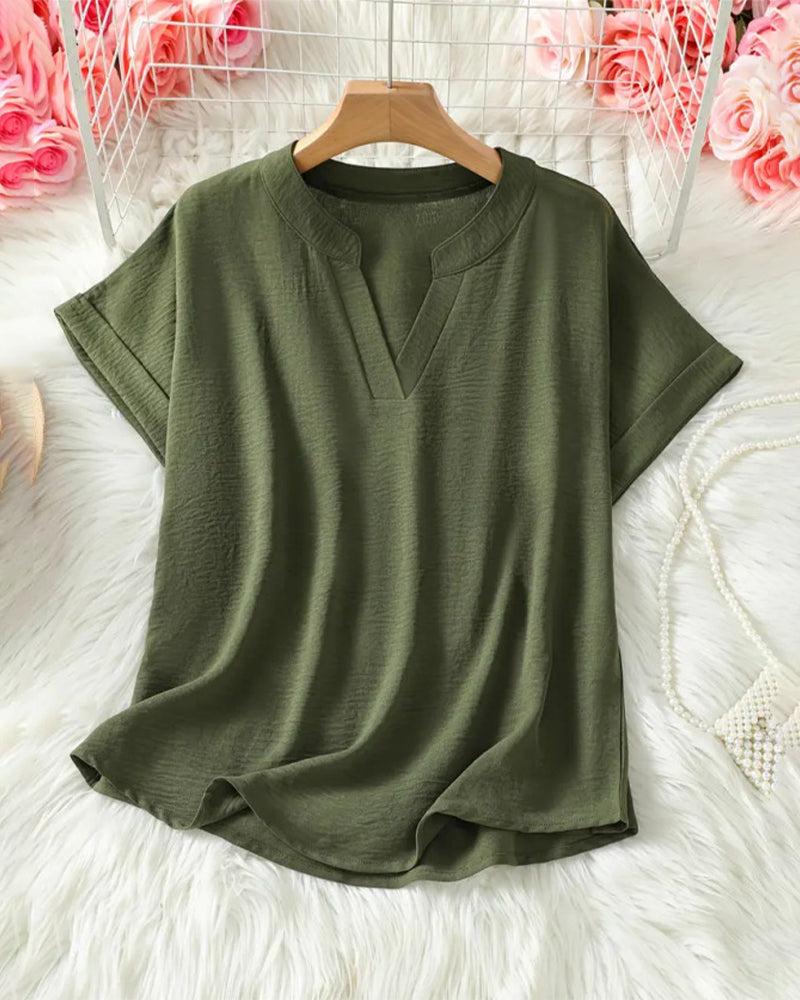 Blusa holgada de color liso para mujer, ropa informal.