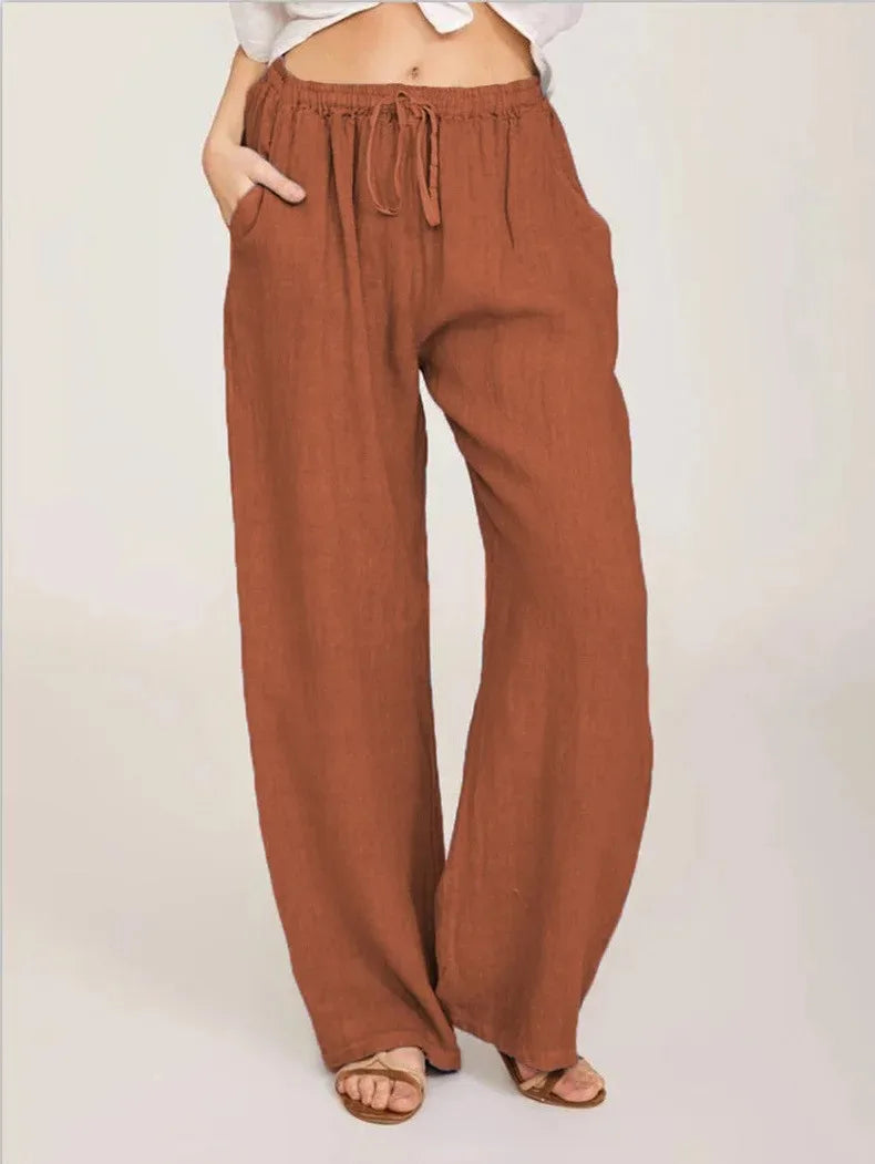 Pantalones de algodón y lino para mujer