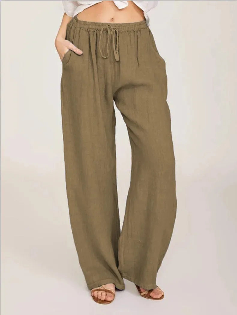 Pantalones de algodón y lino para mujer