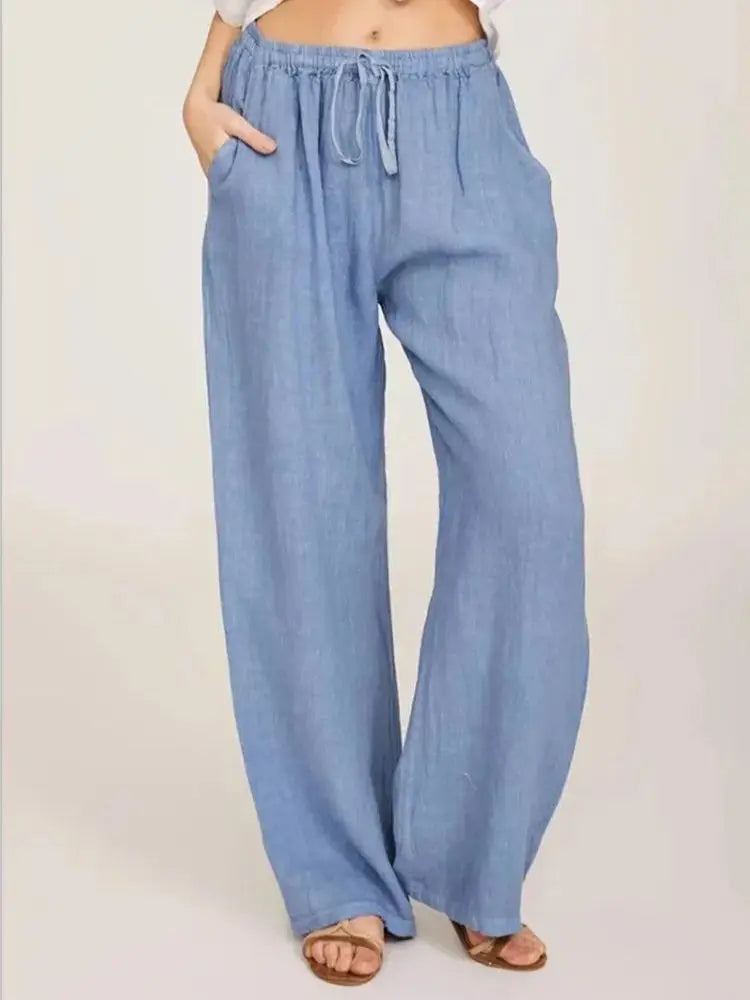 Pantalones de algodón y lino para mujer