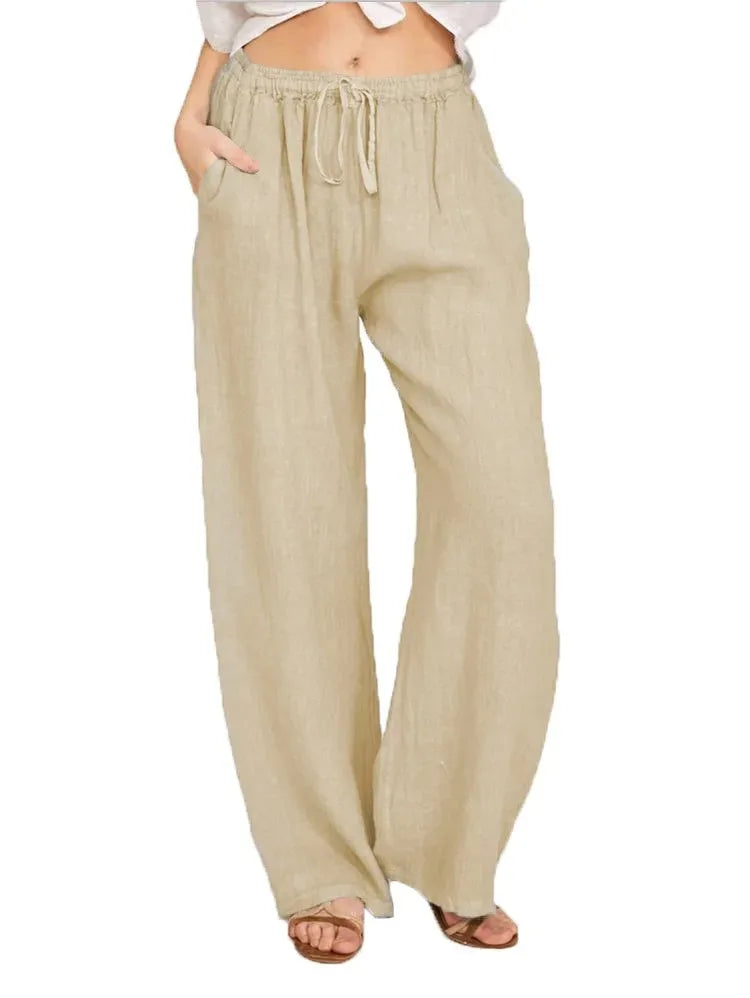 Pantalones de algodón y lino para mujer