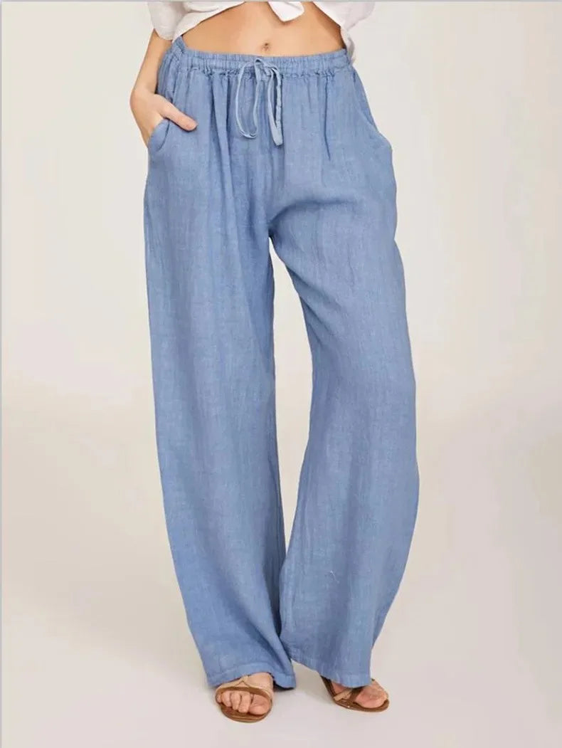 Pantalones de algodón y lino para mujer