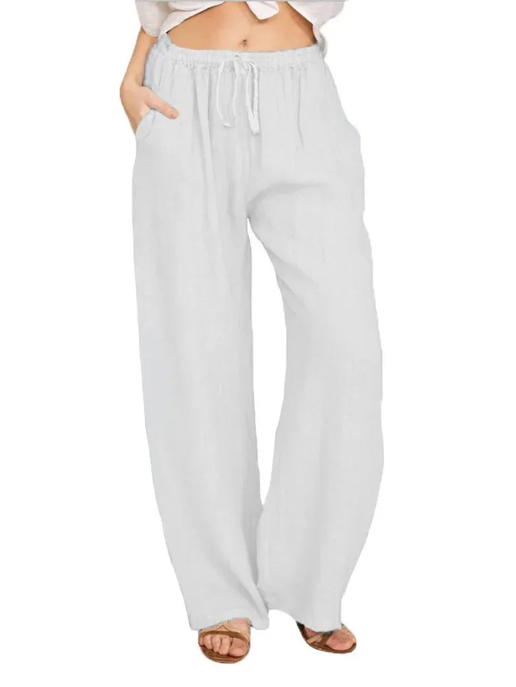 Pantalones de algodón y lino para mujer