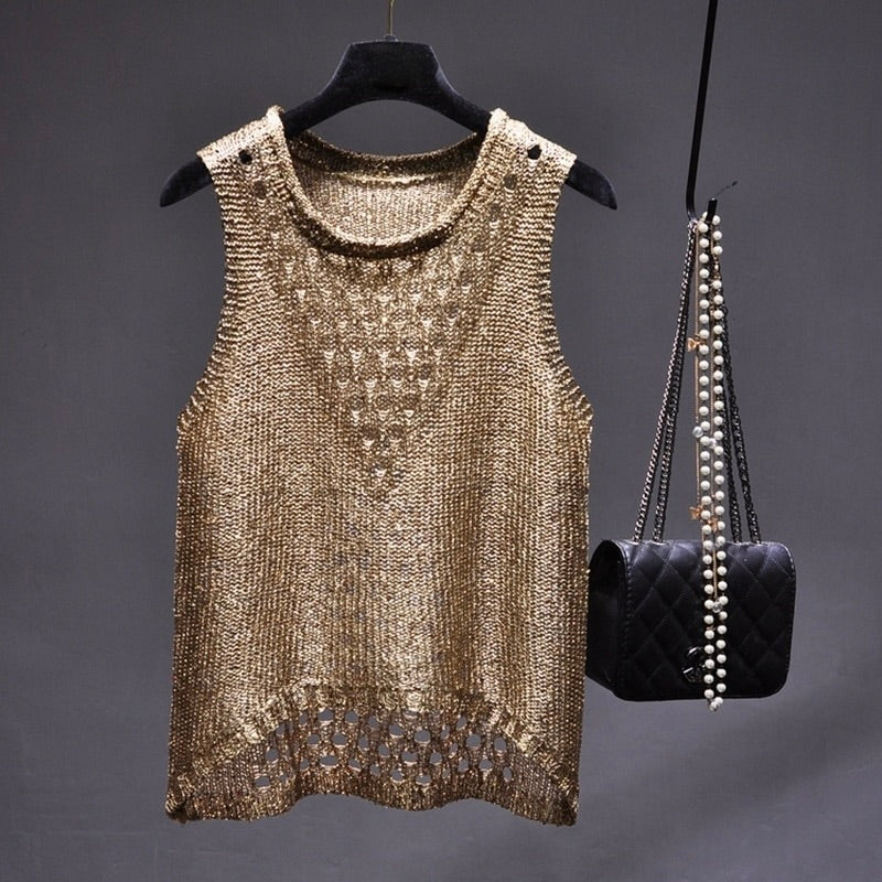 Blusa de punto con lentejuelas