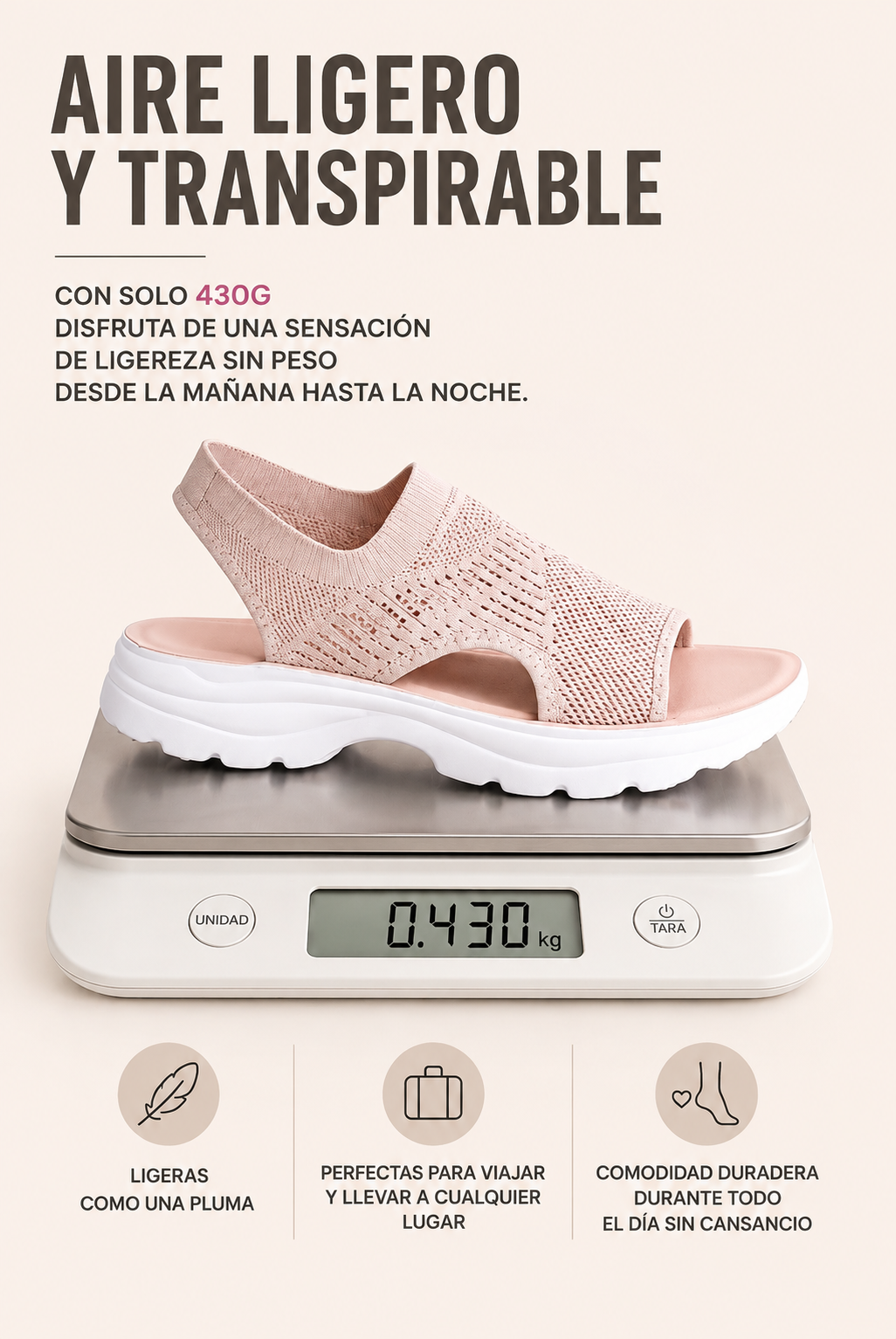 Sandalias de plataforma transpirables hechas de malla