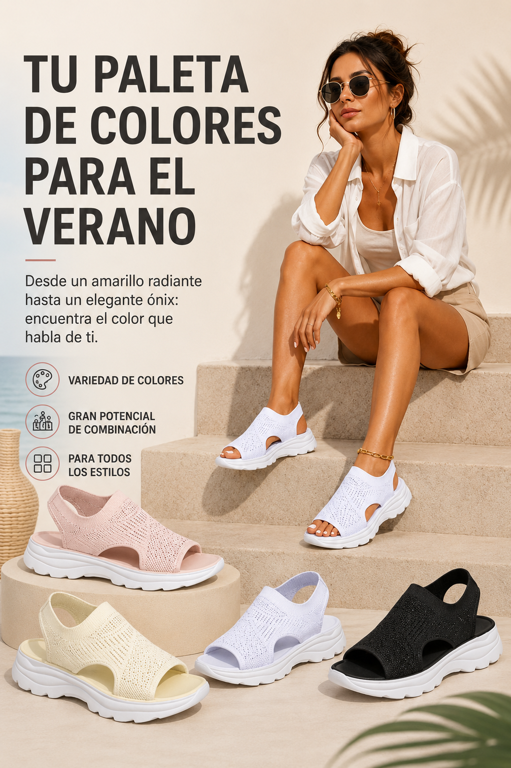 Sandalias de plataforma transpirables hechas de malla
