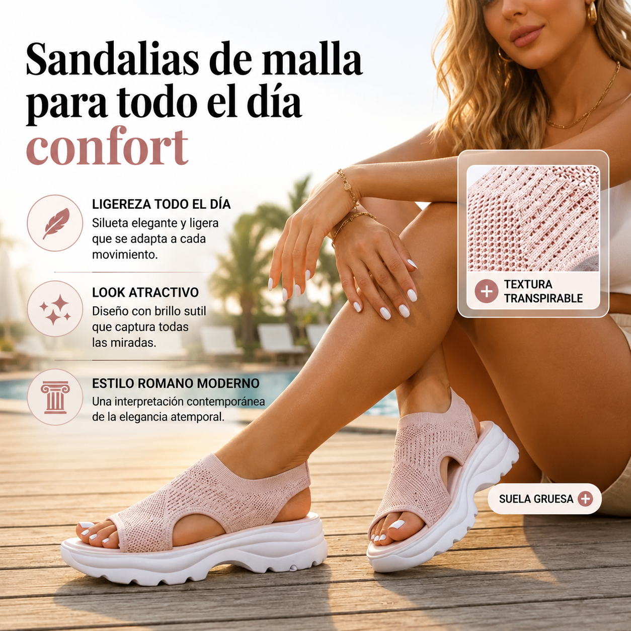 Sandalias de plataforma transpirables hechas de malla