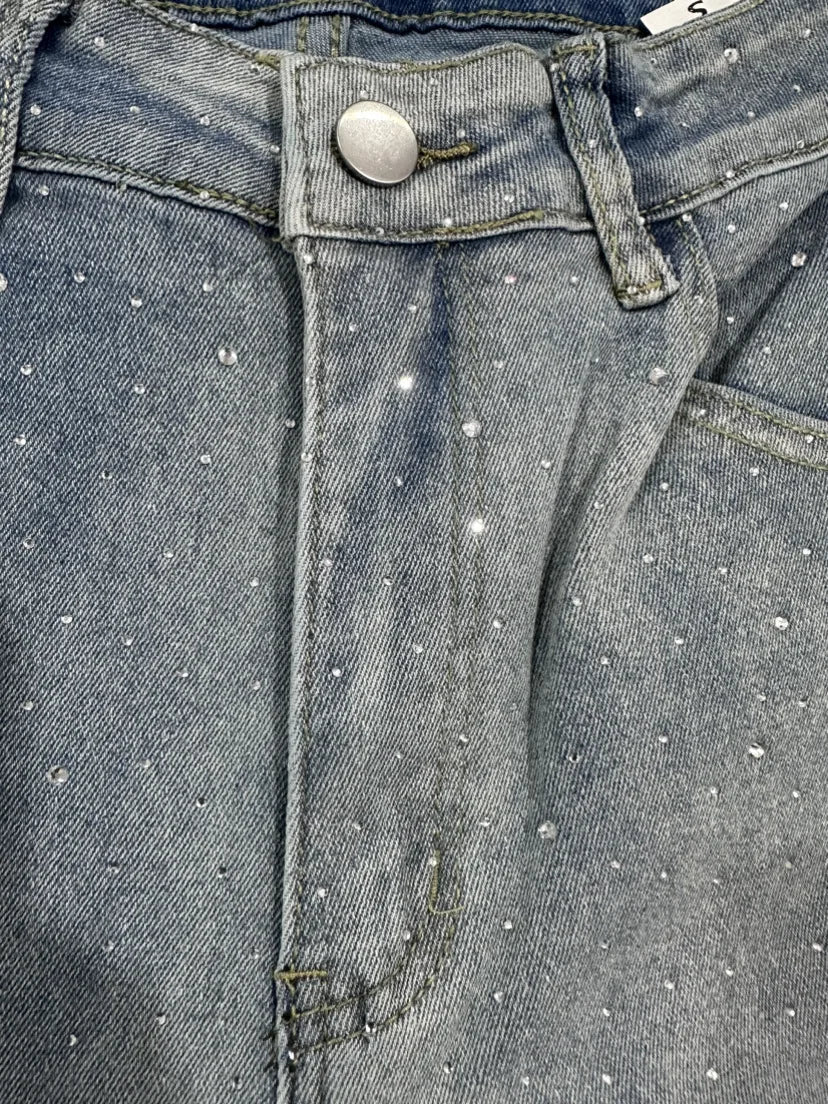 Vaqueros de denim con pedrería para mujer
