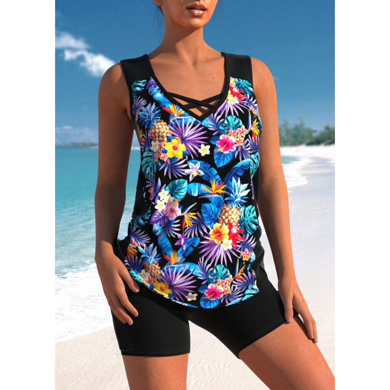 Lena - Tankini con estampado geométrico y escote en V