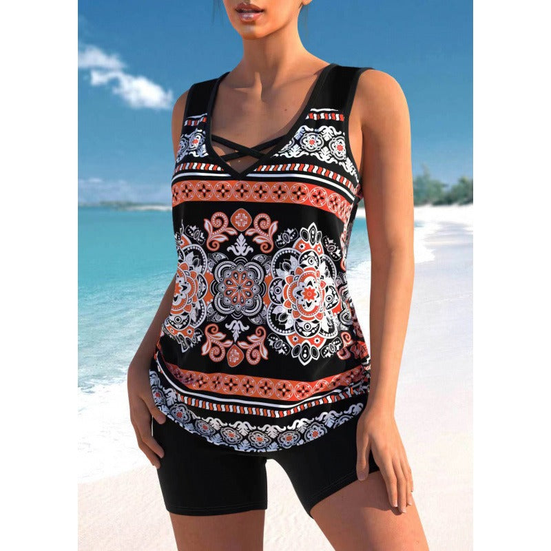 Lena - Tankini con estampado geométrico y escote en V