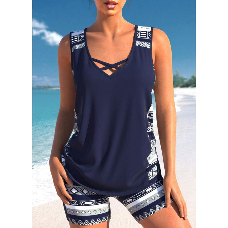 Lena - Tankini con estampado geométrico y escote en V