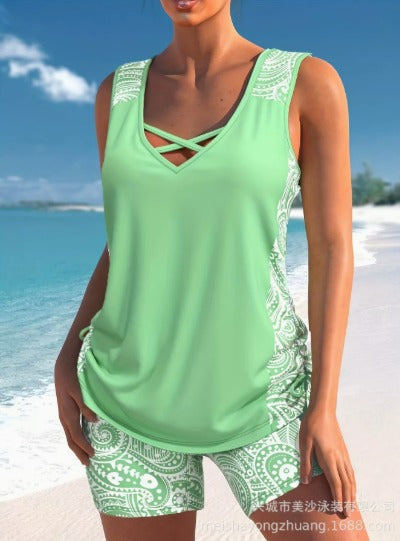 Lena - Tankini con estampado geométrico y escote en V