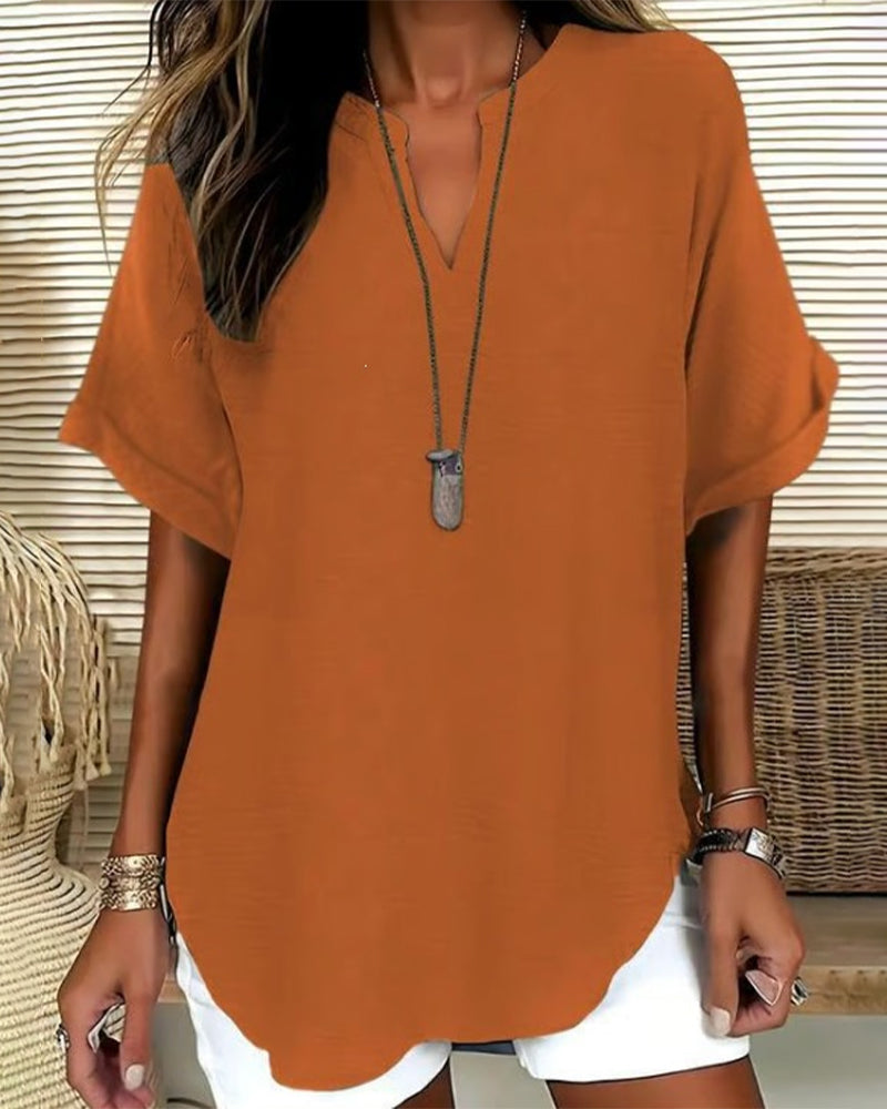 Blusa holgada de color liso para mujer, ropa informal.