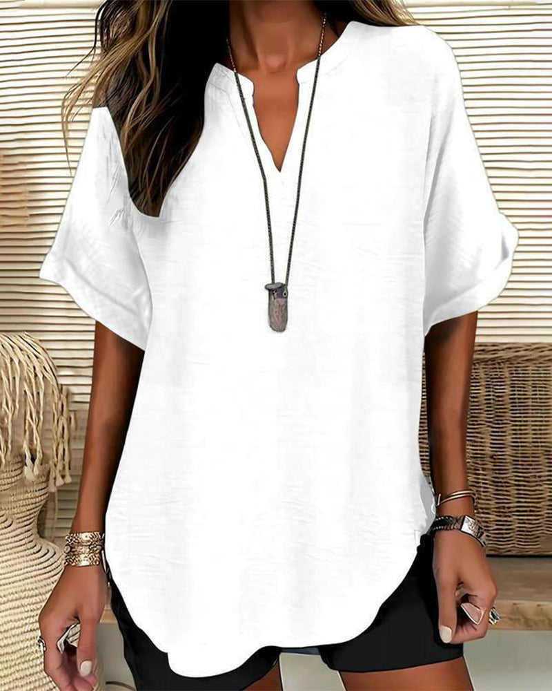 Blusa holgada de color liso para mujer, ropa informal.
