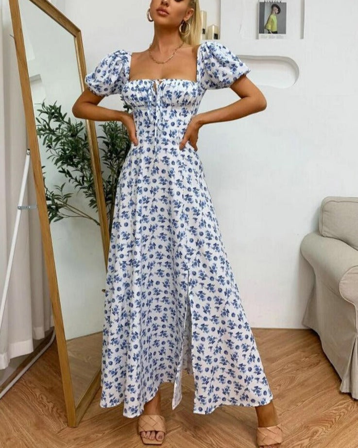 Vestido con mangas abullonadas