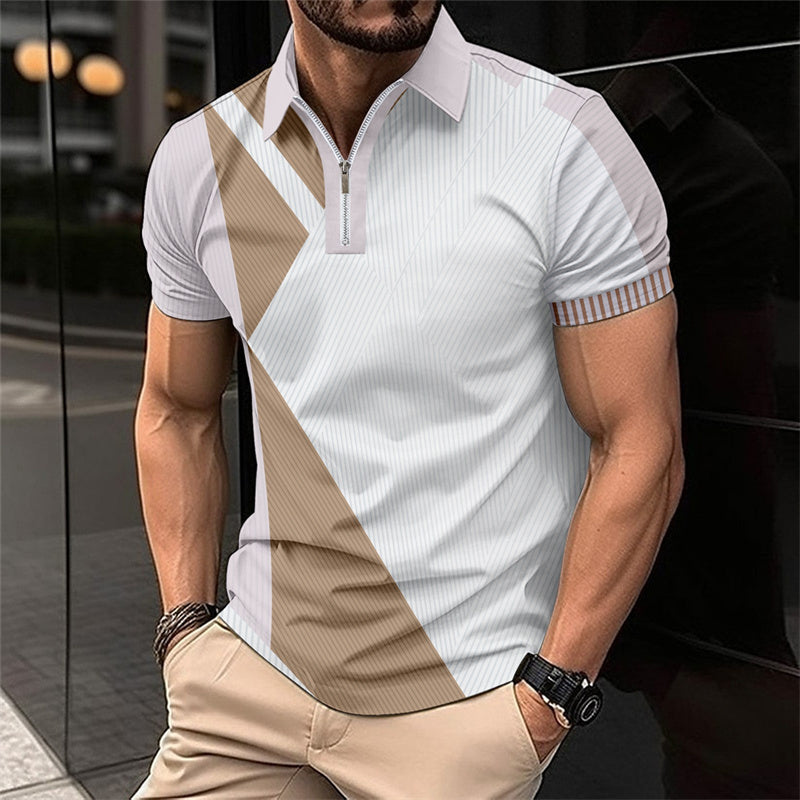 Camiseta de moda para hombre con cremallera y cuarto de cuarto
