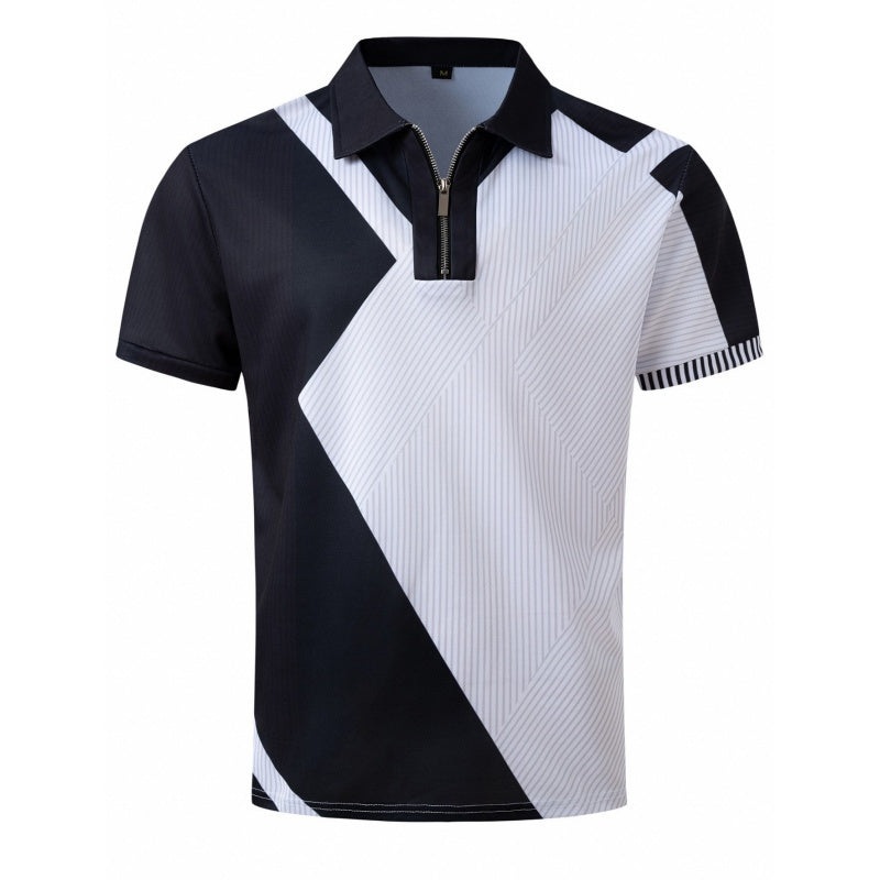 Camiseta de moda para hombre con cremallera y cuarto de cuarto
