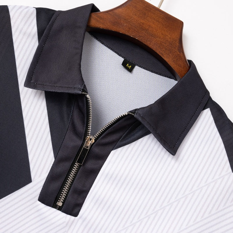 Camiseta de moda para hombre con cremallera y cuarto de cuarto